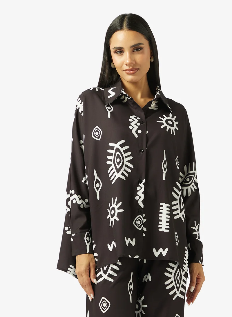 Ginger Oversize Monochrome Shirt & Wide Leg Pant Coord Set